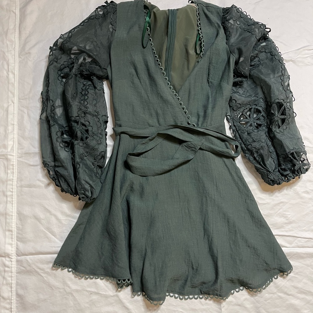 Green embroidered dress